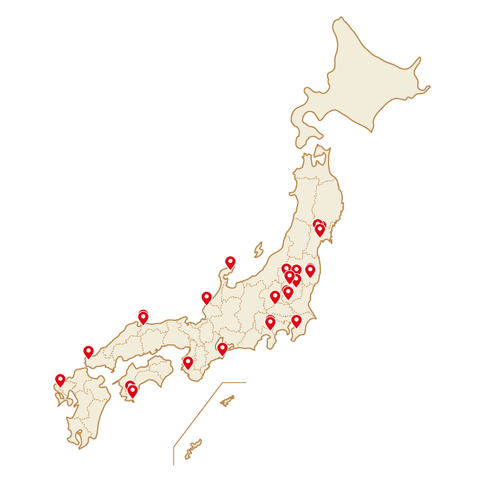 当社が運営する太陽光発電所一覧 日本地図